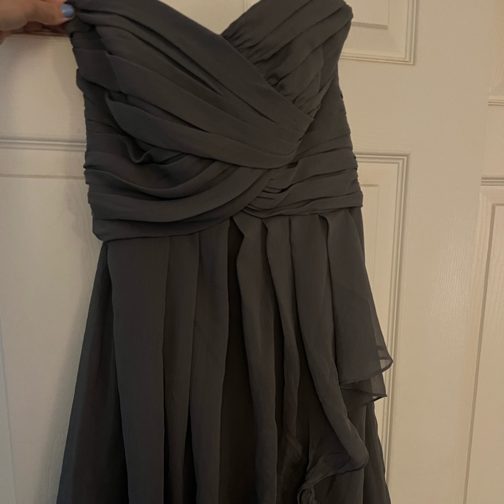 David's Bridal Strapless Charcoal Dress